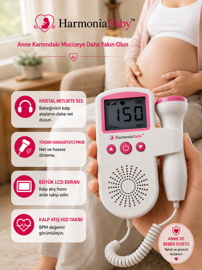 HarmoniaBaby™ Fetal Doppler Pembe Bebek Nabız Duyma Cihazı