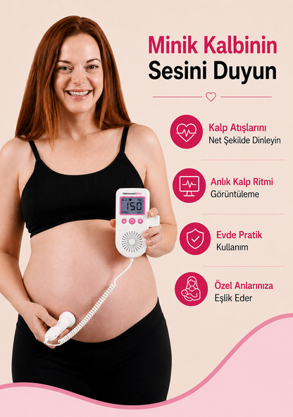 HarmoniaBaby™ Fetal Doppler Pembe Bebek Nabız Duyma Cihazı