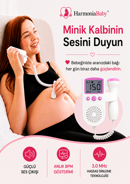 HarmoniaBaby™ Fetal Doppler Pembe Bebek Nabız Duyma Cihazı